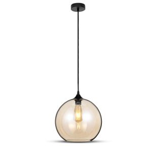 SKU 3866 VT-7303  V-TAC Lampadario LED a Sfera in Vetro con Portalampada E27 (Max 60W) Colore Ambrato