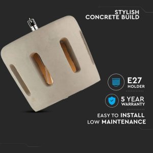 SKU 3853 VT-7202  V-TAC Lampadario LED con Paralume in Calcestruzzo e Portalampada E27