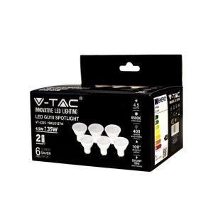 4.5W LUCE  4000K NATURALE  SKU 212740 VT-2225 V-TAC Faretto LED GU10 100° Copertura Satinata  (Box 6 Pezzi)