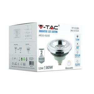 12W LUCE 3000K CALDA Dimmerabile SKU 217234   V-TAC Faretto LED AR111  GU10 40°
