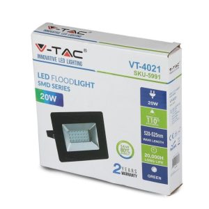 SKU 5991 VT-4021 V-TAC Faro LED SMD 20W E-Series Colore Verde IP65