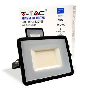 SKU 21407 VT-50-B  V-TAC PRO Faro LED SMD Chip Samsung 50W Colore Nero 4000K IP65