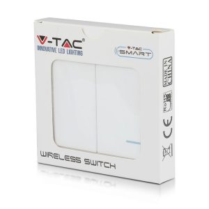 SKU 8461 VT-5132  V-TAC Interruttore Wireless a Doppio Tasto con Sensore Colore Bianco IP54