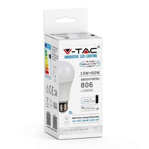 SKU 2751 VT-5119  V-TAC Lampadina LED E27 10W A60 Compatibile con Google Home e Amazon Alexa Tramite App V-Tac