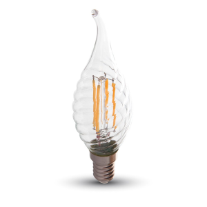 SKU 4432 VT-1995V-TAC Lampadina LED E14 4W 100LM/W Candela a Fiamma Tortiglione Filamento 6400K