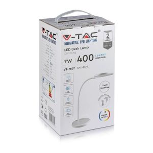 SKU 8673 VT-750 V-TAC Lampada LED da Tavolo 7W con Adattatore Orientabile Colore Bianco 3000K Dimmerabile