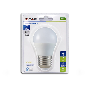 V-TAC VT-330 Lampadina LED E27 4W G45 2700K (Blister 1 Pezzo) - SKU 7375