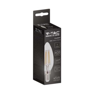 SKU 217423 VT-2127 V-TAC Lampadina LED E14 6W 100LM/W Candela Filamento 3000K