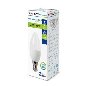 E14 5,5W LUCE 2700K CALDA   Lampadina LED Candela