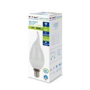 SKU 4156 VT-1818TP V-TAC Lampadina LED E14 4W Candela a Fiamma 4000K