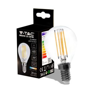 SKU 214300 LUCE 3000K CALDA  VT-1996 V-TAC Lampadina LED E14 4W P45 Filamento