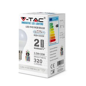 SKU 212775 LUCE RGB + 3000K VT-2234 V-TAC Lampadina LED E14 4,8W P45 con Telecomando