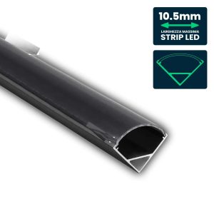 NERO  2000 x 17,2 x 14,4mm Profilo in Alluminio Colore  per Strip LED