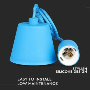 SKU 3476 VT-7228-BE V-TAC Portalampada a Sospensione E27 (Max 60W) in Silicone Blu