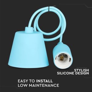 SKU 3482 VT-7228-LB V-TAC Portalampada a Sospensione E27 (Max 60W) in Silicone Azzurro