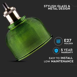 SKU 3734 VT-7150-GG  V-TAC Lampadario LED Alveolare in Vetro con Portalampada E27 (Max 60W) Colore Verde