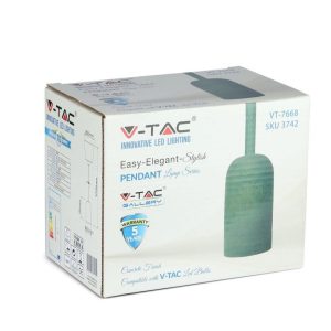 SKU 3742 VT-7668-GN V-TAC Lampadario LED a Cilindro in Calcestruzzo con Portalampada E27 (Max 60W) Colore Verde