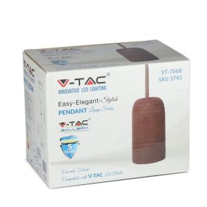 SKU 3743 VT-7668-R  V-TAC Lampadario LED a Cilindro in Calcestruzzo con Portalampada E27 (Max 60W) Colore Rosso