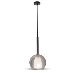 SKU 3877 VT-7181-AW V-TAC Lampadario LED in Vetro con Portalampada Doppio E27 (Max 60W) Colore Bianco e Grigio d: 180mm