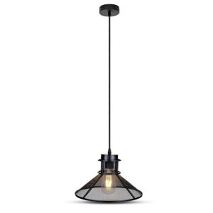 SKU 3860 VT-7252  V-TAC Lampadario LED a Campana e Rete in Metallo con Portalampada E27 (Max 60W) Colore Nero