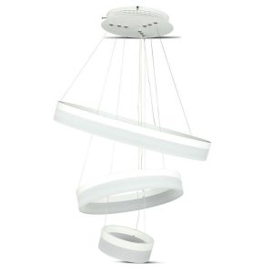 SKU 3907 VT-80-3D  V-TAC Lampadario LED a Sospensione in Metallo 80W con 3 Anelli Colore Bianco 4000K Dimmerabile