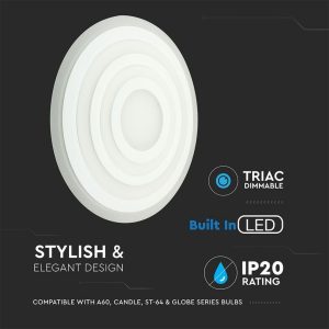 SKU 3910 VT-85-3D V-TAC Lampadario LED con Montaggio a Plafone 85W con 3 Anelli Colore Bianco 3000K Dimmerabile