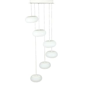 72W LUCE 3000K CALDA  V-TAC Lampadario LED a Sospensione Composto da 6 Tondi in Metallo Colore Bianco  Triac Dimmerabile
