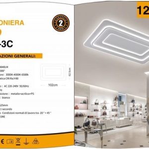 PLAFONIERA A  LED 3IN1  SMART RETANGOLARE 132W  LUCE 2700-6500