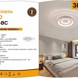 PLAFONIERA A LED DA SOFFITTO TONDA 38W LUCE 3000K