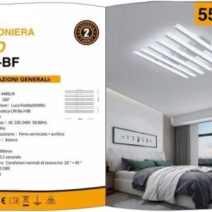 PLAFONIERA DA SOFFITTO A LED 55W LUCE 6500K LUMEN 4400