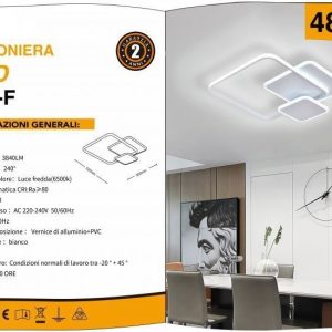 PLAFONIERA LUCE 6500K LED 48W  DA SOFFITTO A   LUMEN 3840