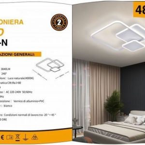 PLAFONIERA  LUCE 4000K LED 48W DA SOFFITTO A  LUMEN 3840