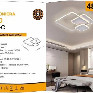 PLAFONIERA LUCE 3000K  LED 48W DA SOFFITTO A  LUMEN 3840