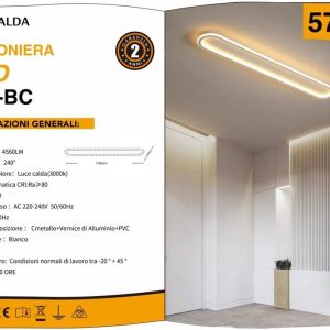 PLAFONIERA LUCE 3000K BIANCO FREDDO LINEARE 57W LUMEN 4560
