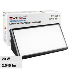 SKU 6812 LUCE BIANCA 6400K V-TAC Lampada LED da Muro Angolare 20W Colore Nero  IP65