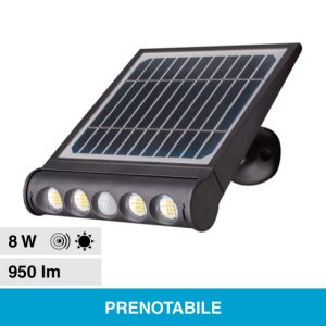 SKU 6850  BIANCA 6400K V-TAC Lampada LED da giardino 8W Con Pannello Solare  Con Sensore PIR IP65