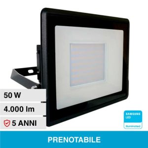 50W LUCE 6500K BIANCA  SKU 20315  V-TAC PRO Faro LED Chip Samsung  Colore Nero IP65