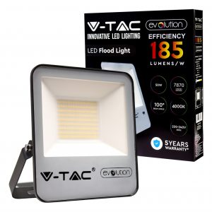 50W 185LM/W LUCE 6400K BIANCA  SKU 20452    V-TAC PRO FARO LED CHIP SAMSUNG 185LM/W COLORE NERO IP65