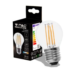 4W LUCE 3000K  CALDA SKU 214306 V-TAC Lampadina LED E27 G45 Filamento