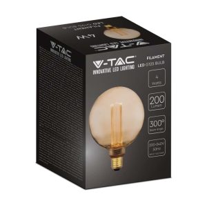 SKU 217475 VT-2195  V-TAC Lampadina LED E27 4W G125 Filamento Ambrato 1800K