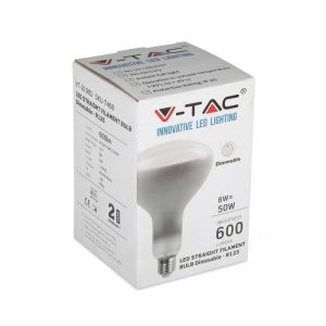 SKU 7466 VT-2198D  V-TAC Lampadina LED E27 8W R125 Filamento 2700K Dimmerabile