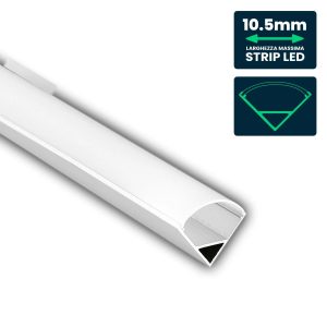 Colore Bianco  Profilo in Alluminio Angolare  per Strip LED (Max l: 10,5mm) 2000 x 15,8mm