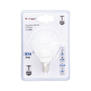 SKU 7371 VT-110-B V-TAC Lampadina LED E14 4W P45 6400K (Blister 1 Pezzo)