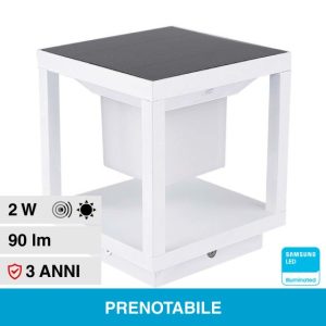 2W LUCE 3000K  V-TAC Lampada Solare LED da terra  Quadrata con Sensore di Movimento Colore Bianco IP65