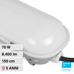 70W 120LM/W  LUCE 6000K  150cm   SKU 21677 V-TAC PRO Plafoniera LED Chip Samsung Impermeabile IP65