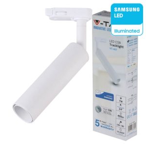 7W LUCE 3000K    SKU 350 VT-407-W V-TAC PRO Faretto LED da Binario Chip Samsung  Colore Bianco