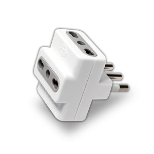 SKU 8722  V-TAC Adattatore Multipresa con 3 Prese 10/16A 2P+T Bipasso e Spina 16A 2P+T Colore Bianco