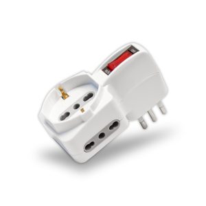 SKU 8743  V-TACcon 2 Prese Laterali 10/16A  10/16A Bipasso + Schuko con Interruttore Luminoso Spina 16A 2P+T