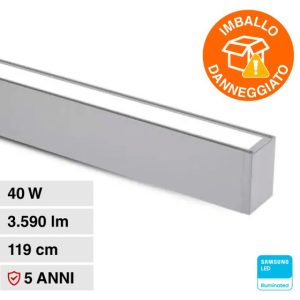 40W LUCE 4000K NATURALE  SKU 21384 V-TAC Plafoniera LED Chip Samsung a Sospensione  UGR19 Lineare Colore Argento