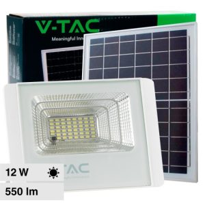 SKU 23018 VT-25W V-TAC Faro LED con Telecomando e Pannello Solare 12W Colore Bianco 4000K IP65